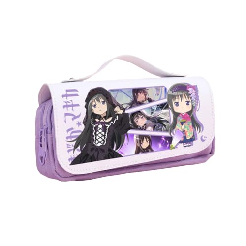 Xinchangda KanameMadoka Federmäppchen Anime Akemi Homura Federmäppchen Große Kapazität Kaname Madoka Anime Stifttasche Schreibwaren Tasche für Studenten, Akemi Homura, 21*7*10CM von Xinchangda