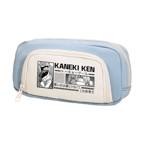 Xinchangda Kaneki Ken Federmäppchen Anime Kamishiro Rize Federmäppchen Große Kapazität Anime Stifttasche Schreibwaren Tasche Schulbedarf, Blau 1, 20*5*10CM, Federmäppchen von Xinchangda