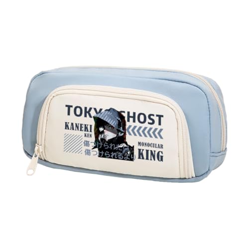 Xinchangda Kaneki Ken Federmäppchen Anime Kamishiro Rize Federmäppchen Große Kapazität Anime Stifttasche Schreibwaren Tasche Schulbedarf, Blau 2, 20*5*10CM, Federmäppchen von Xinchangda