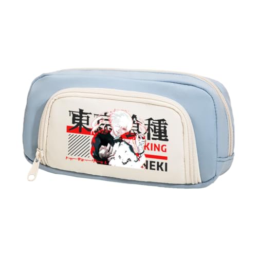 Xinchangda Kaneki Ken Federmäppchen Anime Kamishiro Rize Federmäppchen Große Kapazität Anime Stifttasche Schreibwaren Tasche Schulbedarf, Blau 3, 20*5*10CM, Federmäppchen von Xinchangda