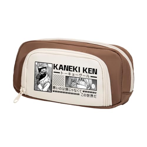 Xinchangda Kaneki Ken Federmäppchen Anime Kamishiro Rize Federmäppchen Große Kapazität Anime Stifttasche Schreibwaren Tasche Schulbedarf, Braun 1, 20*5*10CM, Federmäppchen von Xinchangda