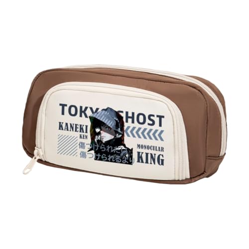 Xinchangda Kaneki Ken Federmäppchen Anime Kamishiro Rize Federmäppchen Große Kapazität Anime Stifttasche Schreibwaren Tasche Schulbedarf, Braun 2, 20*5*10CM, Federmäppchen von Xinchangda