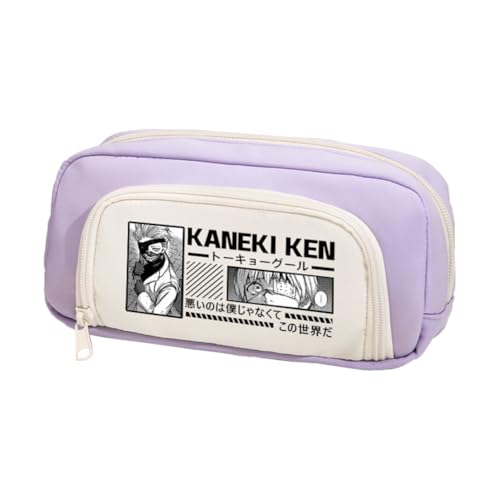Xinchangda Kaneki Ken Federmäppchen Anime Kamishiro Rize Federmäppchen Große Kapazität Anime Stifttasche Schreibwaren Tasche Schulbedarf, Lila 1, 20*5*10CM, Federmäppchen von Xinchangda