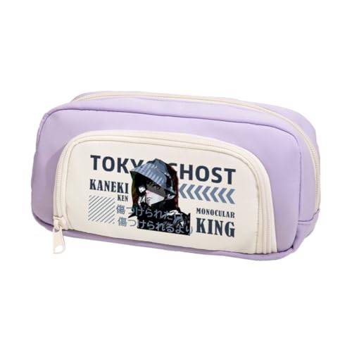 Xinchangda Kaneki Ken Federmäppchen Anime Kamishiro Rize Federmäppchen Große Kapazität Anime Stifttasche Schreibwaren Tasche Schulbedarf, Violett 2, 20*5*10CM, Federmäppchen von Xinchangda