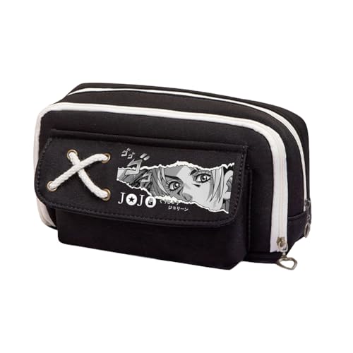 Xinchangda Kira Yoshikage Federmäppchen Anime Cujoh Jolyne/Star Platinum Bleistiftbox Große Kapazität Anime Stifttasche Schreibwaren Tasche Schulbedarf, Schwarz 4, 21*5.5*11CM, Federmäppchen von Xinchangda