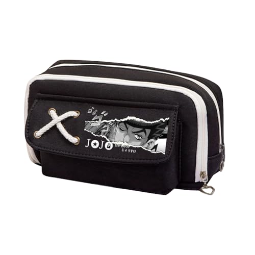 Xinchangda Kira Yoshikage Federmäppchen Anime Cujoh Jolyne/Star Platinum Bleistiftbox Große Kapazität Anime Stifttasche Schreibwaren Tasche Schulbedarf, Schwarz 6, 21*5.5*11CM, Federmäppchen von Xinchangda