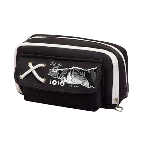 Xinchangda Kira Yoshikage Federmäppchen Anime Cujoh Jolyne/Star Platinum Bleistiftbox Große Kapazität Anime Stifttasche Schreibwaren Tasche Schulbedarf, Schwarz 8, 21*5.5*11CM, Federmäppchen von Xinchangda