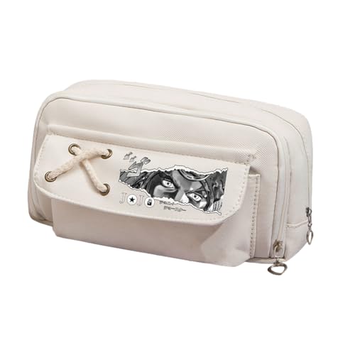 Xinchangda Kira Yoshikage Federmäppchen Anime Cujoh Jolyne/Star Platinum Bleistiftbox Große Kapazität Anime Stifttasche Schreibwaren Tasche Schulbedarf, Weiß 3, 21*5.5*11CM, Federmäppchen von Xinchangda