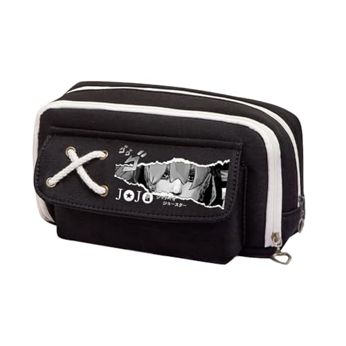 Xinchangda Kira Yoshikage Federmäppchen Anime Cujoh Jolyne/Star Platinum Bleistiftbox Große Kapazität Anime Stifttasche Schreibwaren Tasche Schulbedarf, schwarz 1, 21*5.5*11CM, Federmäppchen von Xinchangda