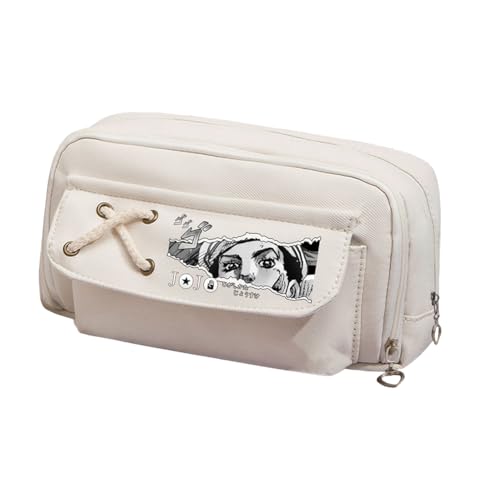 Xinchangda Kira Yoshikage Federmäppchen Anime Cujoh Jolyne/Star Platinum Bleistiftbox Große Kapazität Anime Stifttasche Schreibwaren Tasche Schulbedarf, weiß 2, 21*5.5*11CM, Federmäppchen von Xinchangda