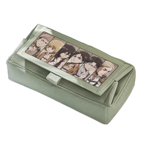 Xinchangda Levi Federmäppchen Anime Eren Jaeger Federmäppchen, Erwin Smith Federmäppchen aus Segeltuch, große Kapazität, wasserdicht, faltbar, aufklappbar, mit internen Schlitzen, Stifttasche für von Xinchangda