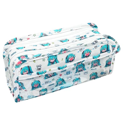 Xinchangda Miku Federmäppchen Anime Miku Federmäppchen Große Kapazität Anime Stifttasche Schreibwaren Tasche Schulbedarf Schreibwaren Geschenke, Miku Federmäppchen, 21*7*10CM, Federmäppchen von Xinchangda