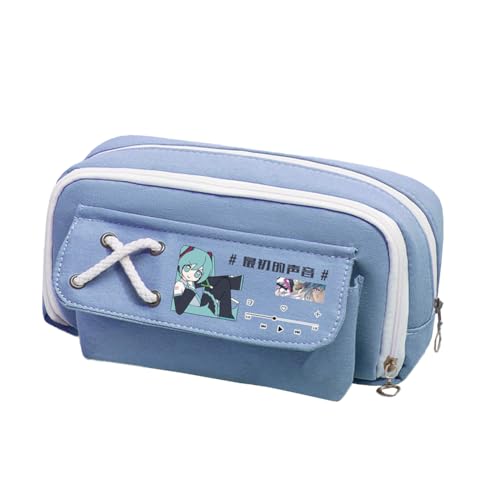 Xinchangda Miku Federmäppchen Miku Federmäppchen Anime Federmäppchen Große Kapazität Multi-Fach Bleistiftbox Doppelreißverschluss Bleistifttasche Wasserdicht Student Stifttasche Make-up Organizer von Xinchangda