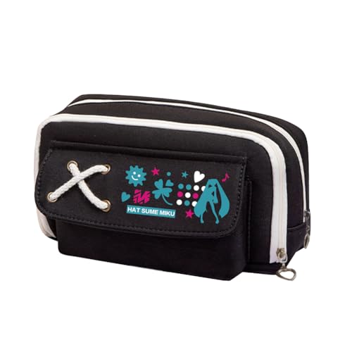Xinchangda Miku Federmäppchen Miku Federmäppchen Anime Federmäppchen Große Kapazität Multi-Fach Bleistiftbox Doppelreißverschluss Bleistifttasche Wasserdicht Student Stifttasche Make-up Organizer von Xinchangda