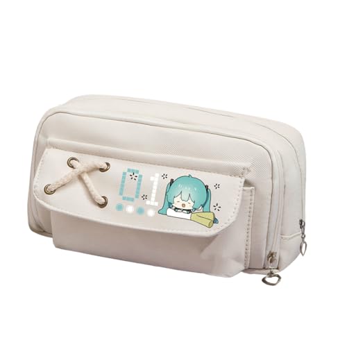 Xinchangda Miku Federmäppchen Miku Federmäppchen Anime Federmäppchen Große Kapazität Multi-Fach Bleistiftbox Doppelreißverschluss Bleistifttasche Wasserdicht Student Stifttasche Make-up Organizer von Xinchangda