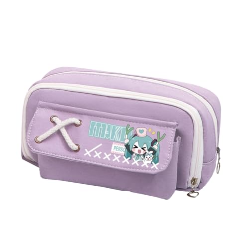 Xinchangda Miku Federmäppchen Miku Federmäppchen Anime Federmäppchen Große Kapazität Multi-Fach Bleistiftbox Doppelreißverschluss Bleistifttasche Wasserdicht Student Stifttasche Make-up Organizer von Xinchangda