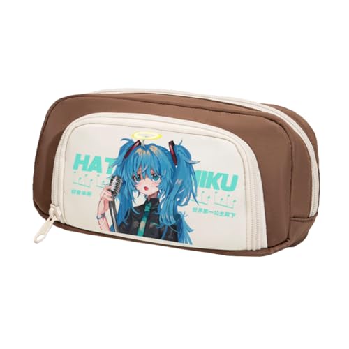 Xinchangda Miku Federmäppchen Miku Federmäppchen Miku Stiftetasche Anime Bleistifte Tasche Große Kapazität Bleistifte Box Doppelreißverschluss Fach Stifteetui Wasserdicht Student Schreibwaren Make-up von Xinchangda