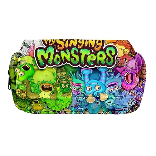 Xinchangda My Singing Monsters Federmäppchen Cartoon Spiel Druck Bleistift Box Große Kapazität Stifttasche Studenten Schreibwaren Tasche für Schüler Teenager, Type7, 21x7.5x10CM von Xinchangda