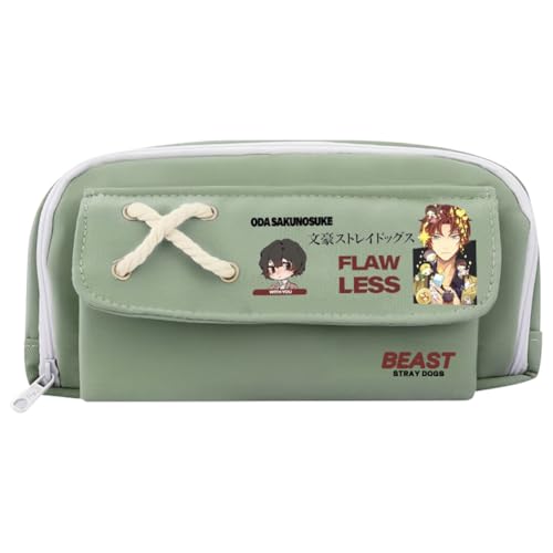 Xinchangda Nakahara Chuuya Federmäppchen Anime Dazai Osamu Federmäppchen Große Kapazität Anime Stifttasche Schreibwaren Tasche Schulbedarf, Grün 2, 21*11CM, Federmäppchen von Xinchangda