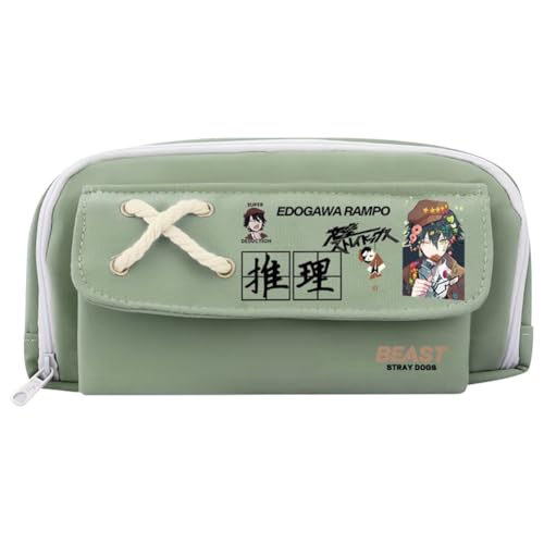 Xinchangda Nakahara Chuuya Federmäppchen Anime Dazai Osamu Federmäppchen Große Kapazität Anime Stifttasche Schreibwaren Tasche Schulbedarf, Grün 6, 21*11CM, Federmäppchen von Xinchangda