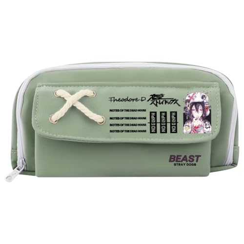 Xinchangda Nakahara Chuuya Federmäppchen Anime Dazai Osamu Federmäppchen Große Kapazität Anime Stifttasche Schreibwaren Tasche Schulbedarf, Grün 7, 21*11CM, Federmäppchen von Xinchangda