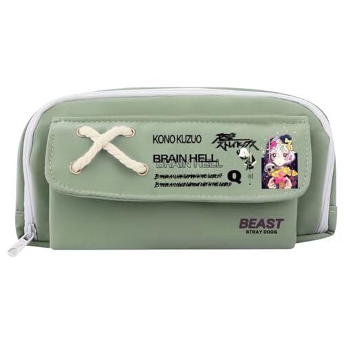 Xinchangda Nakahara Chuuya Federmäppchen Anime Dazai Osamu Federmäppchen Große Kapazität Anime Stifttasche Schreibwaren Tasche Schulbedarf, Grün 8, 21*11CM, Federmäppchen von Xinchangda