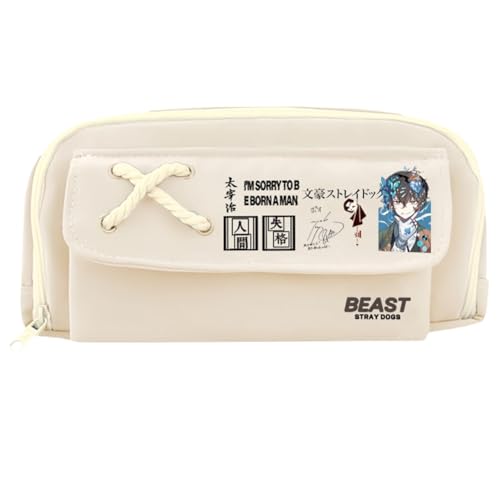 Xinchangda Nakahara Chuuya Federmäppchen Anime Dazai Osamu Federmäppchen Große Kapazität Anime Stifttasche Schreibwaren Tasche Schulbedarf, Weiß 4, 21*11CM, Federmäppchen von Xinchangda