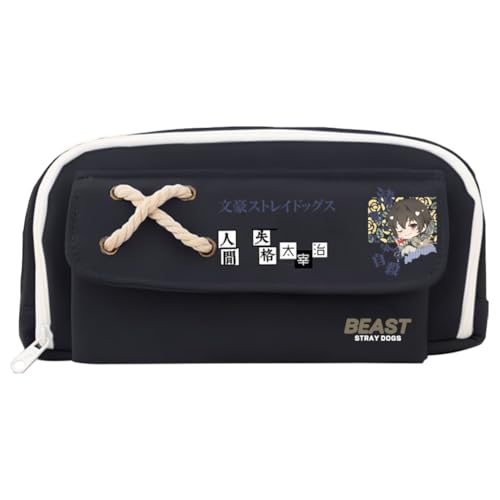 Xinchangda Nakahara Chuuya Federmäppchen Anime Dazai Osamu Federmäppchen Große Kapazität Anime Stifttasche Schreibwaren Tasche Schulbedarf, schwarz 1, 21*11CM, Federmäppchen von Xinchangda