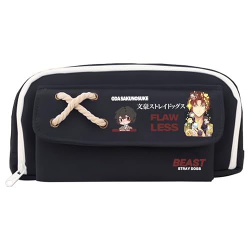 Xinchangda Nakahara Chuuya Federmäppchen Anime Dazai Osamu Federmäppchen Große Kapazität Anime Stifttasche Schreibwaren Tasche Schulbedarf, schwarz 2, 21*11CM, Federmäppchen von Xinchangda