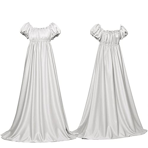 Xinchangda Damen Regency Kleider, Mittelalterliches Vintage-Weiß, Viktorianisches Kleid, Hohe Taille, L, Ärmellos, Bodenlang, Party von Xinchangda