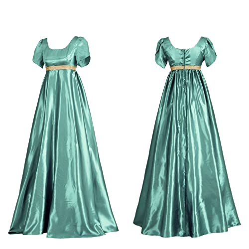 Xinchangda Regency Kleider für Frauen Mittelalter Vintage Viktorianisches Kleid Hohe Taille Satin Langes Kleid Elegant Party Ballkleid von Xinchangda