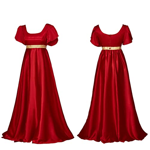 Xinchangda Regency Kleider für Frauen Mittelalter Vintage Viktorianisches Kleid Hohe Taille Satin Langes Kleid Elegant Party Ballkleid von Xinchangda