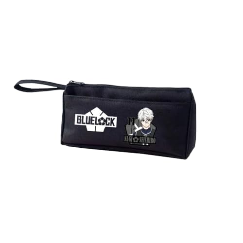 Xinchangda Seishiro Nagi Federmäppchen Isagi Yoichi/Chigiri Hyoma Anime Federmäppchen Bachira Meguru Schreibwaren Tasche Halter Box Tragbare Schulbedarf, Schwarz 01, 21*4.7 *9.5cm, Federmäppchen von Xinchangda