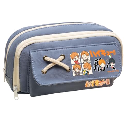 Xinchangda Shoyo Hinata Federmäppchen Anime Tobio Kageyama/Kuroo Tetsurou Federmäppchen Große Kapazität Anime Stifttasche Schreibwaren Tasche Schulbedarf, Blau 2, 21*5.5*11CM, Federmäppchen von Xinchangda