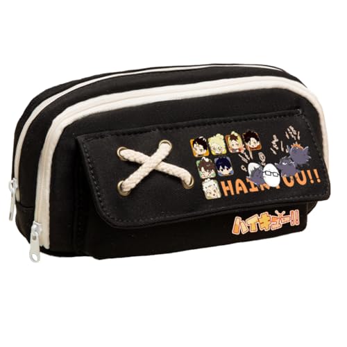 Xinchangda Shoyo Hinata Federmäppchen Anime Tobio Kageyama/Kuroo Tetsurou Federmäppchen Große Kapazität Anime Stifttasche Schreibwaren Tasche Schulbedarf, schwarz 1, 21*5.5*11CM, Federmäppchen von Xinchangda
