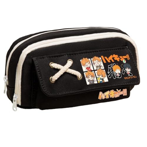 Xinchangda Shoyo Hinata Federmäppchen Anime Tobio Kageyama/Kuroo Tetsurou Federmäppchen Große Kapazität Anime Stifttasche Schreibwaren Tasche Schulbedarf, schwarz 2, 21*5.5*11CM, Federmäppchen von Xinchangda