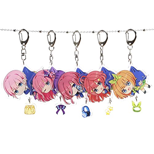 Xinchangda The Quintessential Quintuplets Schlüsselanhänger, Anime, Nakano Miku, Nakano, Ichika, Acryl, niedlicher Cartoon-Schlüsselanhänger, Anhänger, Taschenzubehör, 5-teiliges Set, 5 Stück, 7cm von Xinchangda