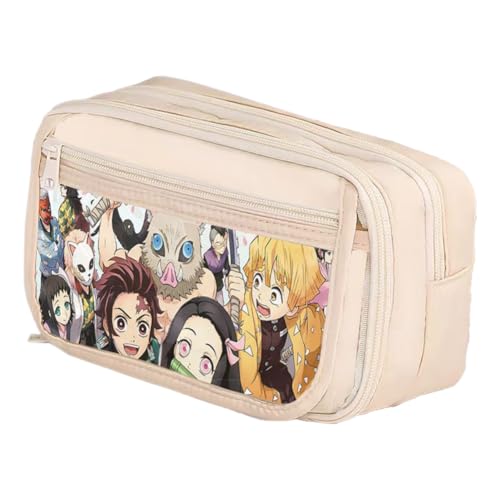 Xinchangda Tomioka Giyuu Federmäppchen Anime Kamado Tanjiro Federmäppchen Schwarz Weiß Große Kapazität Multi-Fach Wasserdicht Federmäppchen mit Magnetverschluss Stifttasche für Teenager Studenten von Xinchangda