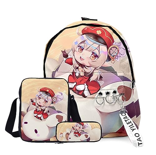 Xinchangda Xiao/ZhongLi/Raiden Ei/Venti Rucksack, 3-teiliges Anime-Rucksack, Schultertasche und Federmäppchen, 3D-Rucksack, Schultasche, Büchertasche, Laptoptasche für Jungen und Mädchen, Typ 12, von Xinchangda