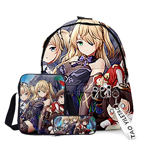 Xinchangda Xiao/ZhongLi/Raiden Ei/Venti Rucksack, 3-teiliges Anime-Rucksack, Schultertasche und Federmäppchen, 3D-Rucksack, Schultasche, Büchertasche, Laptoptasche für Jungen und Mädchen, Typ 17, von Xinchangda