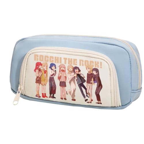 Xinchangda Yamada Ryo Federmäppchen Anime Goto Hitori/Ijichi Nijika/Kita Ikuyo Federmäppchen Große Kapazität Anime Stifttasche Schreibwaren Tasche Schulbedarf, Blau 4, 22*7*12.5CM, Federmäppchen von Xinchangda