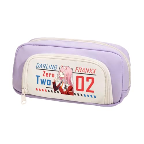 Xinchangda Zero Two Federmäppchen Anime Ichigo/02 Federmäppchen Große Kapazität Anime Stifttasche Schreibwaren Tasche Schulbedarf, Lila 1, 20*5*10CM, Federmäppchen von Xinchangda