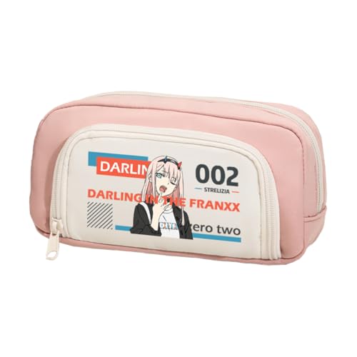Xinchangda Zero Two Federmäppchen Anime Ichigo/02 Federmäppchen Große Kapazität Anime Stifttasche Schreibwaren Tasche Schulbedarf, Rosa 2, 20*5*10CM, Federmäppchen von Xinchangda