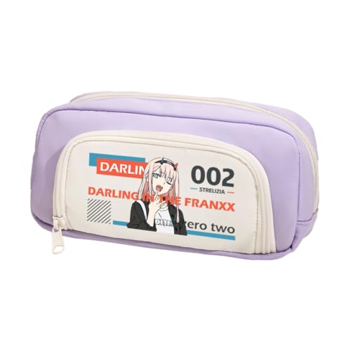 Xinchangda Zero Two Federmäppchen Anime Ichigo/02 Federmäppchen Große Kapazität Anime Stifttasche Schreibwaren Tasche Schulbedarf, Violett 2, 20*5*10CM, Federmäppchen von Xinchangda