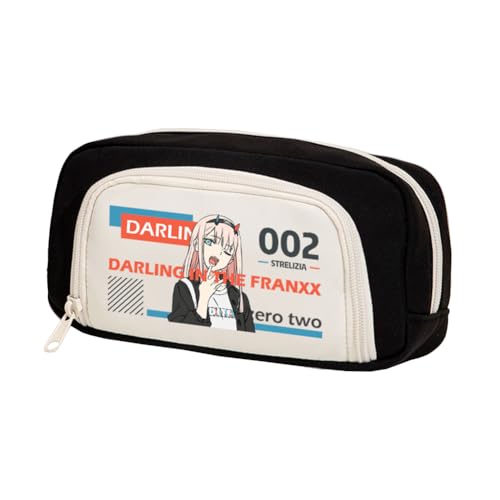 Xinchangda Zero Two Federmäppchen Anime Ichigo/02 Federmäppchen Große Kapazität Anime Stifttasche Schreibwaren Tasche Schulbedarf, schwarz 2, 20*5*10CM, Federmäppchen von Xinchangda