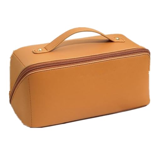 Reise-Make-up-Tasche, wasserdicht, tragbar, Organizer, Arbeitsplatte, offene flache Kulturbeutel, Muster, Make-up-Tasche, Reisetasche, braun, Schick von Xindazhi