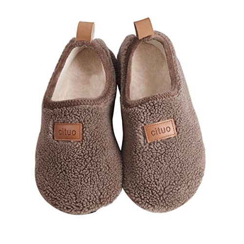 AUXDIQ Winter Hausschuhe Damen Herren Rutschfeste Leichte Pantoffeln Warme Hausschuhe für Drinnen und Draussen, Braun, 41 EU von AUXDIQ