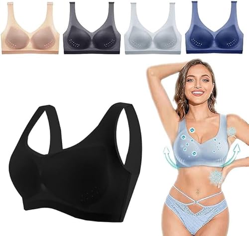 PISPARA Ionische Hebe-Korrektur-Lymphvität-Entgiftungs-BH | PISPARA Ion Lifting & Lymphvity Entgiftungs-BH | Kompfort Formung Hebe-Bra | Non-Marking Bra (as3, alpha, m, regular, regular, Schwarz) von XindongZ