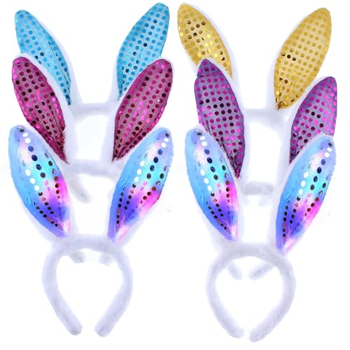 XineYuor LED Hasenohren Haarreif,5PCS Hasen Haarreif Leuchtendes Stirnband,Osterhasen Ohren Haarbänder Häschen Stirnband Party Erwachsene Kinder Leucht Kopfstück Hairband Rabbit Bunny Ears (B) von XineYuor