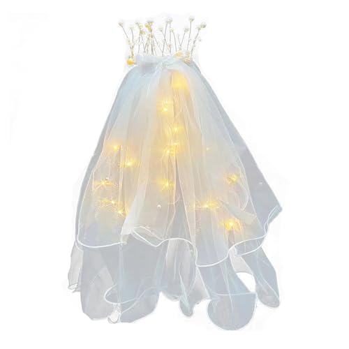 XineYuor Schleier Braut,LED Brautschleier,Schleier kurz Perlenschleier Elegante Braut T¨¹ll mit Haarspangen Brautschleier Hochzeitsschleier f¨¹r JGA Junggesellinnenabschied Hochzeit Schleier Hen Party von XineYuor